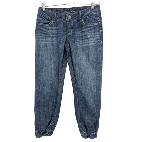 Guess Crop Jeans US 4 womens 27 elastic zipper ankle dark wash - Picture 1 of 10